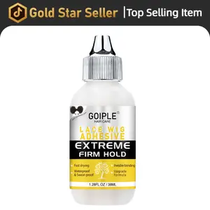 Goiple Lace Front Wig Glue - Waterproof Wig Adhesive for Lace Wigs Strong Hold and fast drying, natural and invisible Transparent Glue for Hair Replacement 1.28 fl oz