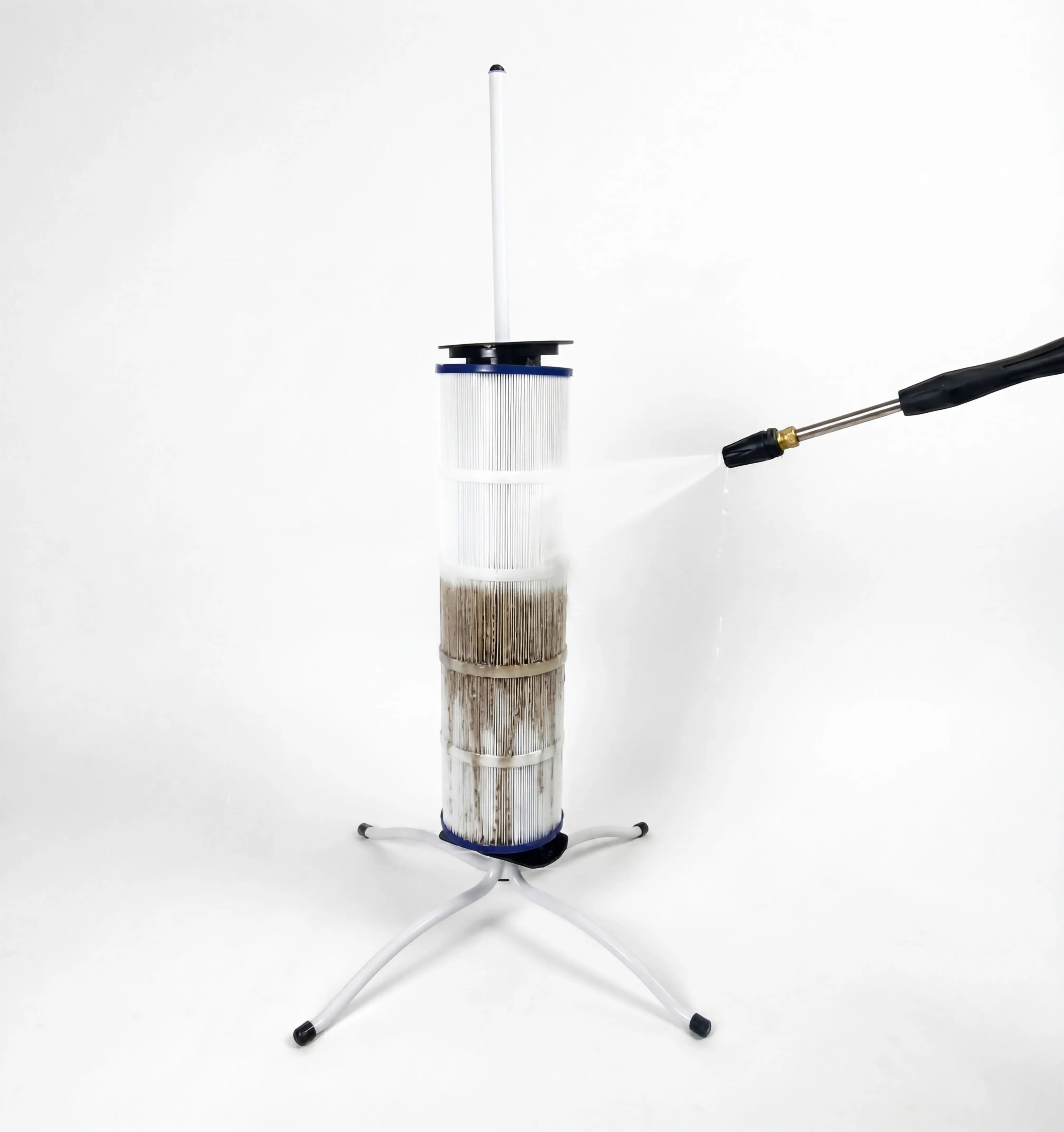 360° Rotating Cartridge Filter Stand, Outdoor Pool Equipment for Maintenance - No Bending Standing Cleaning, 5-Min Fast Deep Clean, Compatible with Most Models, Requires Setup