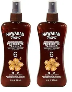 Hawaiian Tropic Dark Tanning Oil, Spray Pump, SPF 6 8 Oz (Packaging May Vary) (Pack of 2)