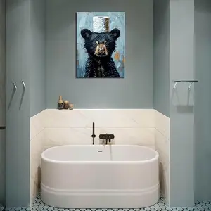5D DIY Full Drill Diamond Painting Kit Funny Black Bear with Toilet Paper Roll Art Craft for Adults Home Wall Decor
