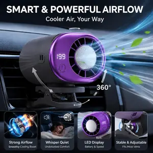 MAISIKE 2026 Upgraded Clip-On Fan - Semiconductor Cooling Portable Fan with 199 Adjustable Speeds, 360° Rotation, LED Display, 3000mAh USB Rechargeable Battery, Low Noise for Car, Desk Use