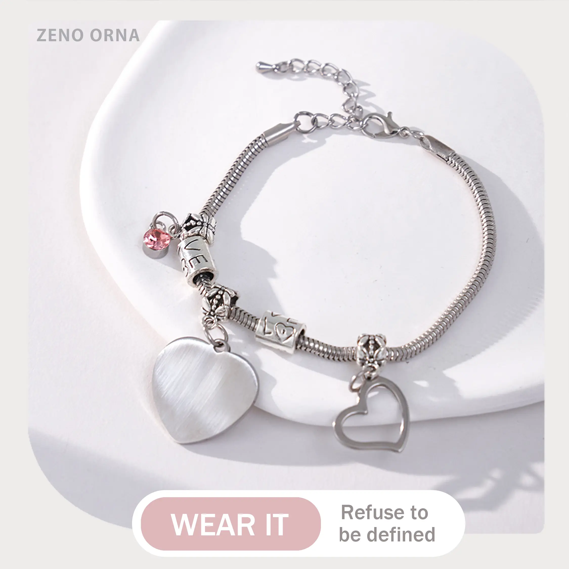 Trending Me Core Double Heart Stainless Steel Snake Chain Bracelet, Viral Look Alike Charm Jewelry Matching The Nanny Necklace, Low Hypoallergenic Waterproof Bracelet For Teen Girls Women