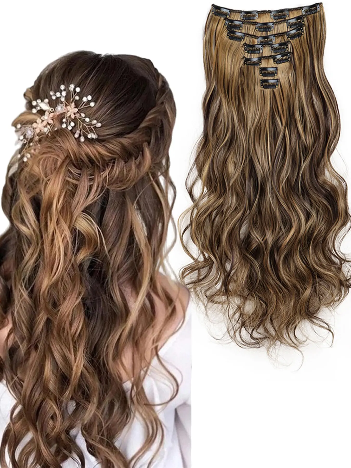 7-Piece Hair Extension Set, 18-Inch Long Loose Wavy Wave  display picture 3