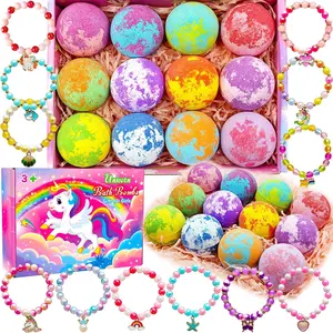 GJ X-TBT21 Unicorn Bath Bombs for Girls Kids with Toys Surprise Jewelry Inside Gift for Girls 3 4 5 6 7 8 Years Old Birthday Gifts Ideas Easter Gifts for Girls Easter Basket Stuffers Egg Fillers Christmas Gifts Body Care Lavender
