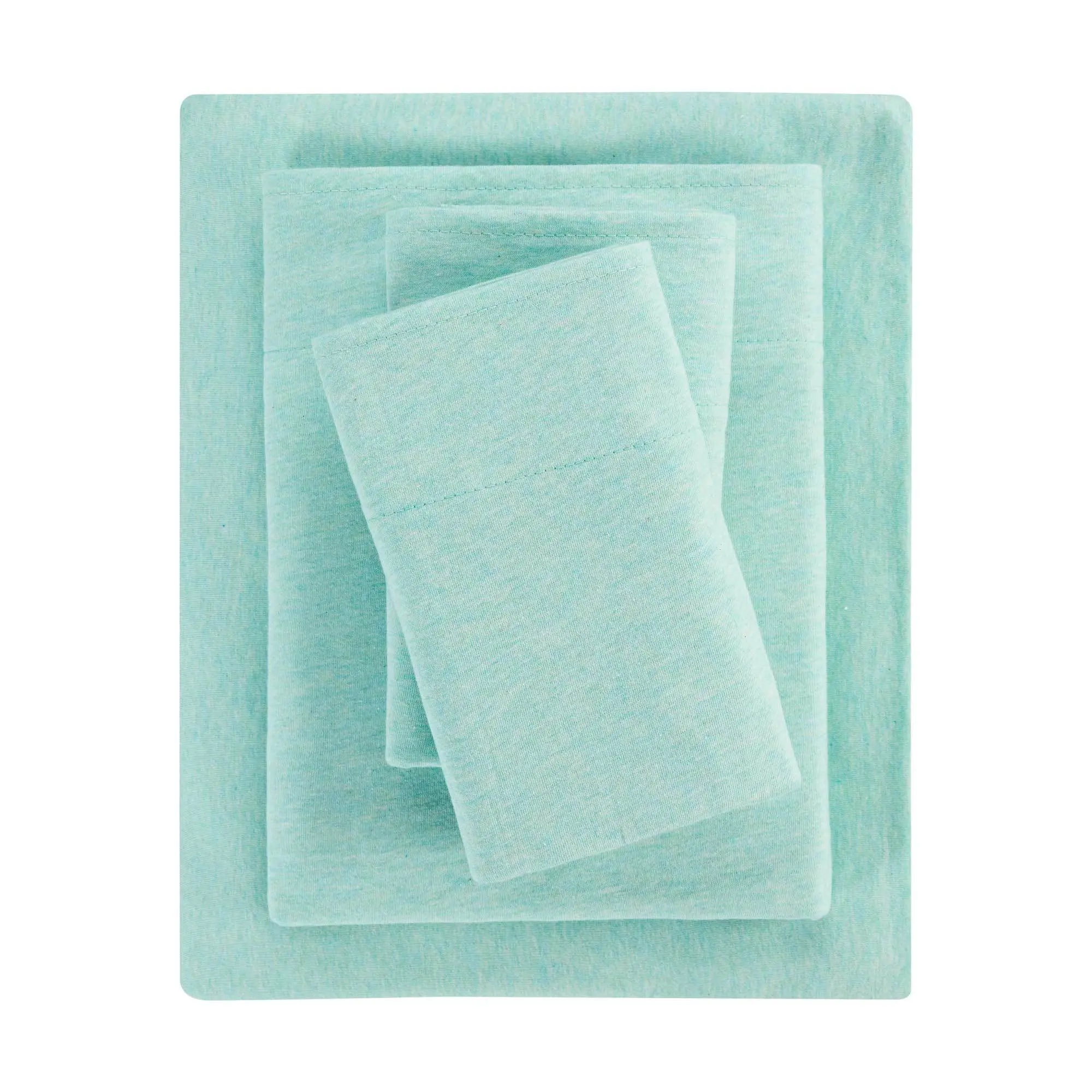 Mainstays 100% Cotton Extra Soft Jersey Bed Sheet Set, Queen, Blue Crackle, 4 Pieces