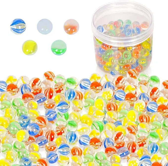 200Pcs Bulk Glass Marble, Colorful Cat Eyes 9/16 inch Round Marble Toy, Mixed Colors