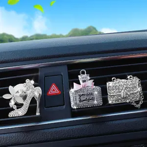 Car Air Freshener Auto Outlet Perfume Clip Bling Diamond Bowknot Scent Bottle Interior Accessories for Women cent