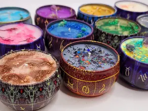 Manifestation Candles For Love, Abundance, Clarity, Spiritual Cleanse, Healing, reiki energy, herbs, and organic soy Wax Crystals Decor