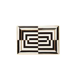 Jonathan Adler Op Art Rectangle Tray in Black & White