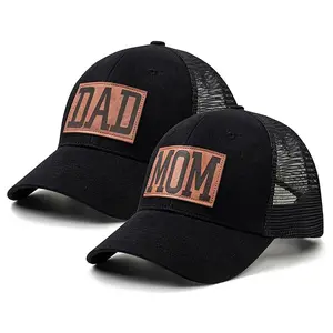 Mom and Dad Hats - Adjustable Baseball Caps for Couples, Black, 50% Polyester & 50% Cotton, Snapback Closure, Unisex Design, Vietnam Origin