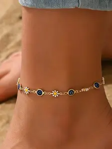 Cute Daisy Devil Eye Anklet for Men and Women, Simple and Elegant Design, Perfect for Daily Wear, Festivals, Parties, Trendy Jewelry