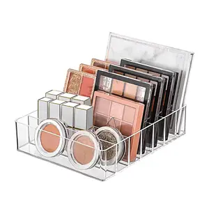 Makeup Organizer for Eyeshadow Palette and Lipstick Organizer, 7 Section Divided Makeup Palette Organizer for Vanity Drawer Countertop Modern Cosmetics Storage