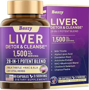 28-in-1 Liver Cleanse Detox & Repair - 1500mg Liver Health Support with Milk Thistle, Dandelion Root, Artichoke Extract, and 20+ Herbal Liver Support Supplements - Made in USA - 60 Capsules pure yerba