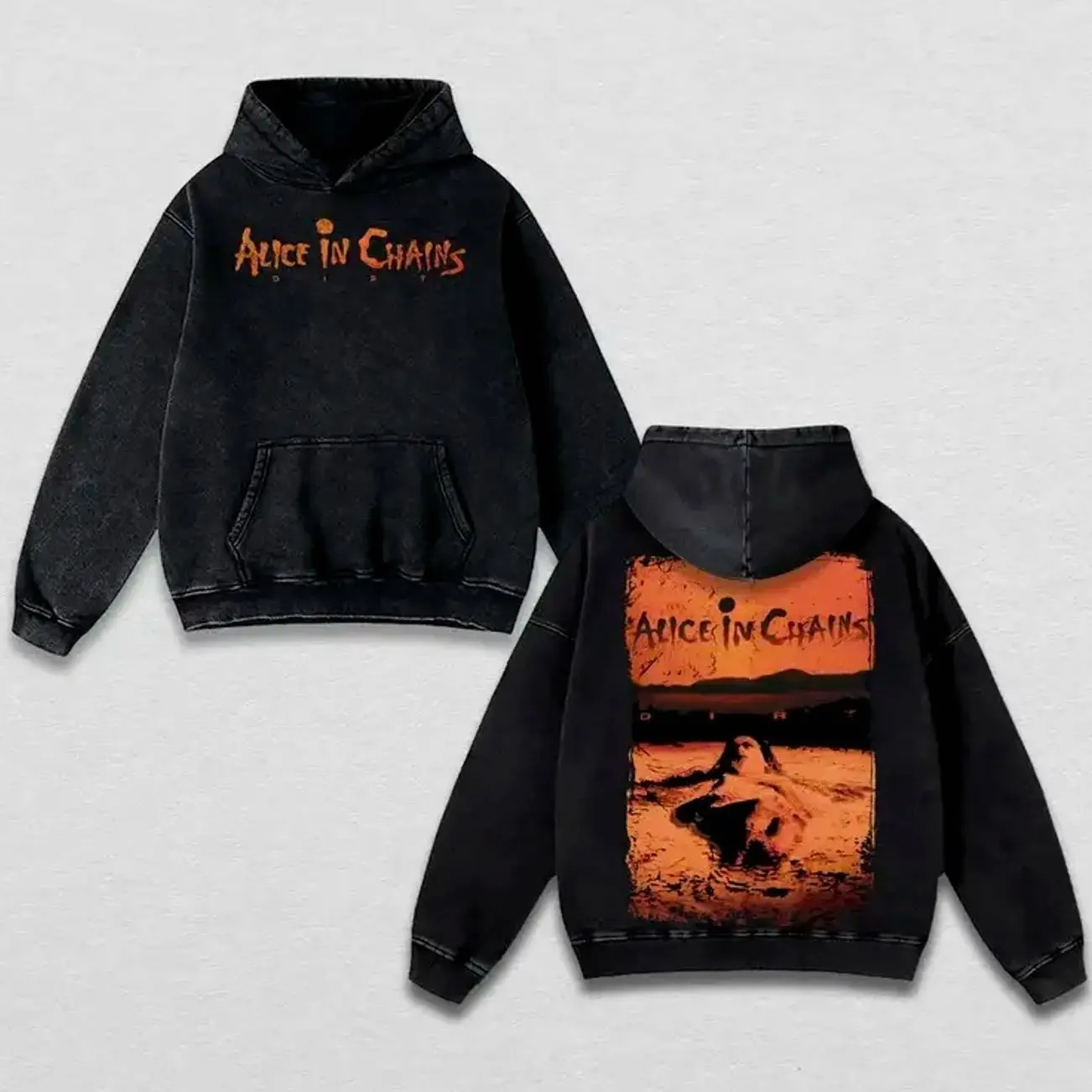Retro Vintage Alice In Chains Dirt Album Washed Hoodie, Unisex Rap Hoodie, Music Fans Shirt, Classic 90s Grunge Streetwear, Essential for Rock Fans MQ3 9U8