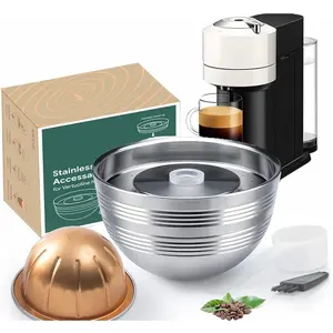 Stainless Coffee Capsule Compatible for VERTUO NEXT & POP New Model & VertuoPlus &Delonghi ENV135S Machine Coffee Reusable Pods Holder For Vertuo Next Machine & POP (Single Pod)