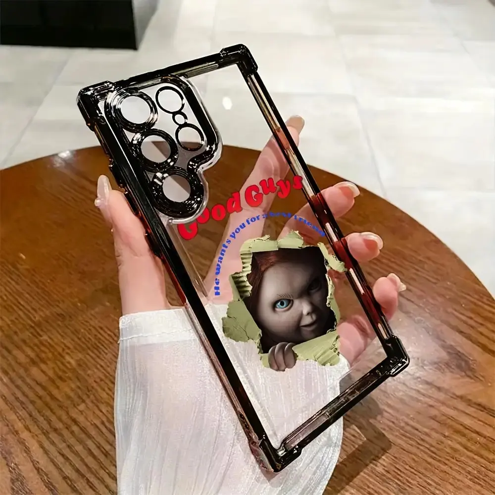 Tear-Off Design Chucky Phone Case Compatible with for samsung for galaxy S25 S24 S23 S22 S21 FE Ultra Plus 4G 5G, Shockproof Transparent Soft Back Cover, Handy Cover