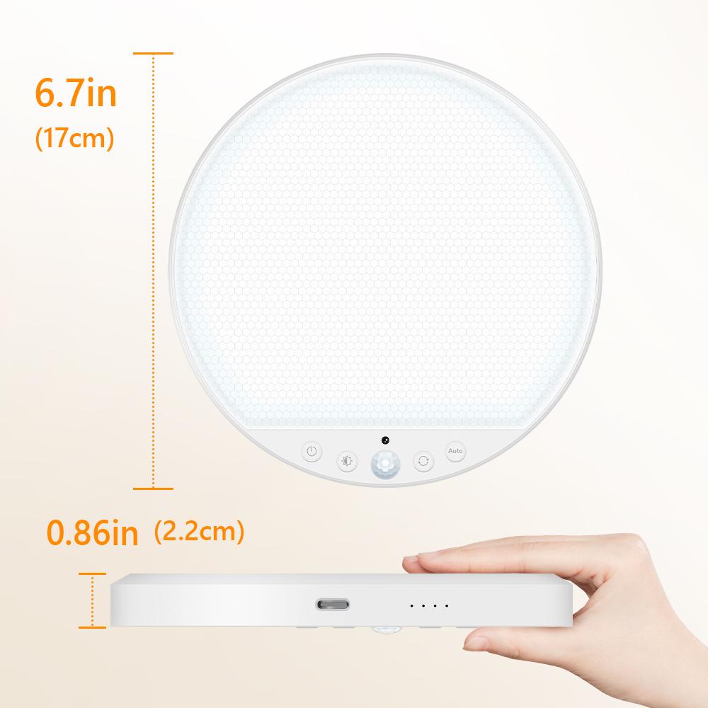 Rechargeable 8W Motion Sensor Ceiling Lighting, Magnetic Wireless Ceiling LED Light with Remote Control - Dimmable & Color Changing, No Wiring Battery Operated for kitchen, bedroom,Closet, Under Cabinet ,Bathroom, kitch,Hallway, Pantry, Shower, etc