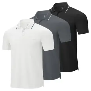 TBMPOY Men's Polo Shirts with Pocket 3 Pack Quick Dry Stretch Golf Polo Short Sleeve Dry Fit Collared Tennis Shirts Casual Work Performance Shirts