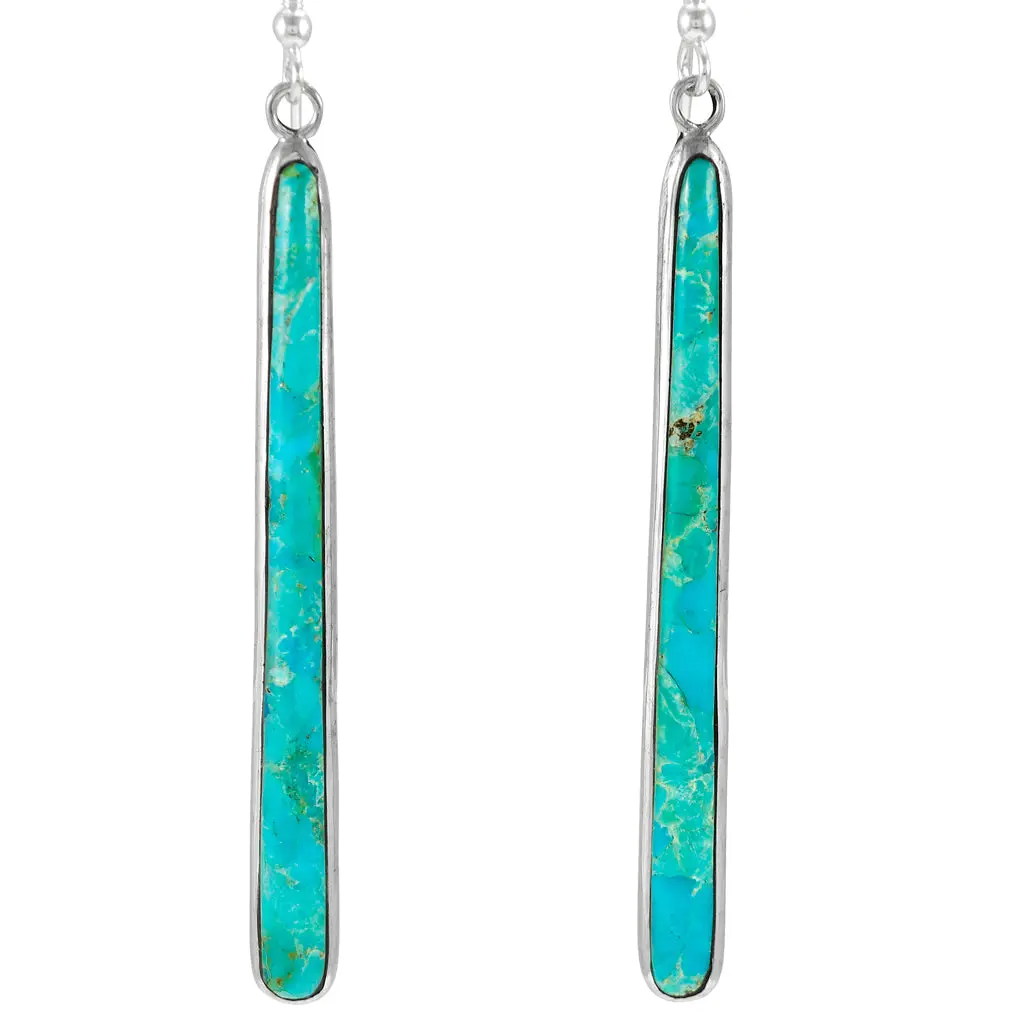 Turquoise Drop Earrings Sterling Silver E1250W-C75
