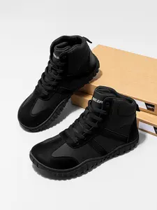 HOBIBEAR Women's PU Leather Wide Head Walking Shoes, Rubber Sole Short Boots, Casual Fashion Sneakers for All Seasons, Comfortable Daily Wear