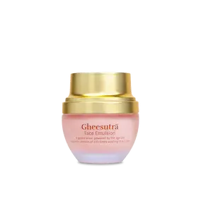 Gheesutra Face Emulsion - 5,000 Year Ayurvedic 100 Times Washed Ghee Moisturizer with Vitamin C Hibiscus & Blue Pea for Radiant Firm Smooth Skin