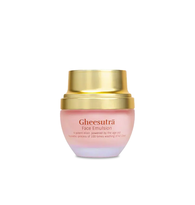 Gheesutra Face Emulsion - 5,000 Year Ayurvedic 100 Times Washed Ghee Moisturizer with Vitamin C Hibiscus & Blue Pea for Radiant Firm Smooth Skin
