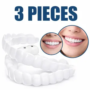 [3 PACK] Instant Snap On Veneers Teeth Whitening Smile2026Cover Ceramic Temporary Comfortable Fit ReusableMoldable Confident Shine New Year 2026 Party for Men Women Photo Ready Upper Teeth Accessory