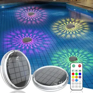 2 Pack Solar Floating Pool Lights with Remote Control, 9 Lighting Timing Mode IPX7 Waterproof for Inground Pool Bathroom Bathtub Pool Party