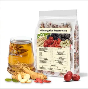 Kidney Tea Formula Ginseng Five Treasure Tea, ChineseKidney Tea for Men and Women, Natural HerbalIngredients