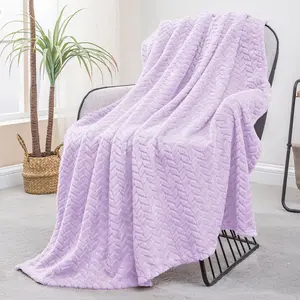 Lilac Purple Throw for Couch and, 50x70 Inches Jacquard Flannel Blankets, Lightweight Fuzzy Plush Warm Throws for Seasons