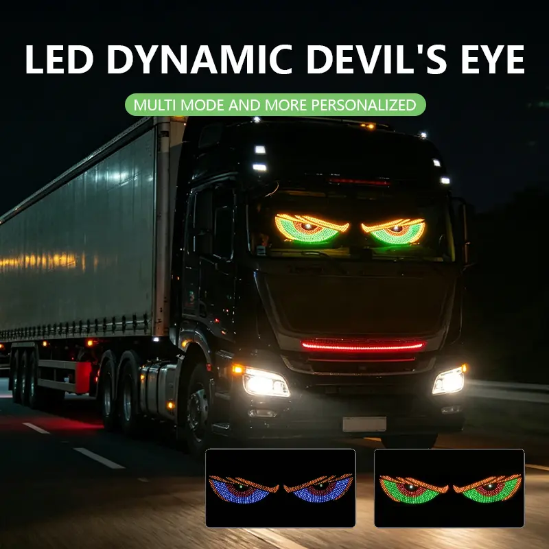 2PCS USB Devil Eyes LED for Car Truck Windshield, Programmable Animated Demon Eye Light  LED Panel Decor for Vehicle Windows,  LED Display Sign Interior Glow Light