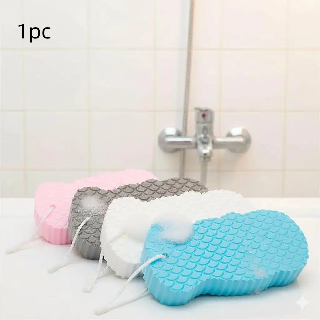 Gentle Exfoliating Body Scrubber for Sensitive Skin, Reusable Bamboo Charcoal Sponge, Scrubber Sponges - Deep Pore Cleansing, Back Scrubber, Travel-Friendly Bath Tool for Men & Women, Lather Booster & Dead Skin Remover, Exfoliating Shower Scrubber