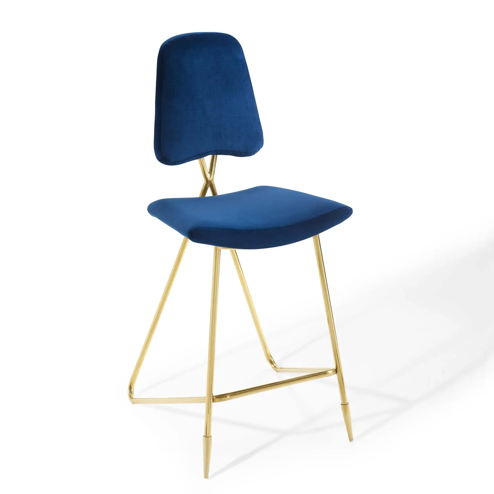 Ponder Performance Velvet Bar Stool in Navy