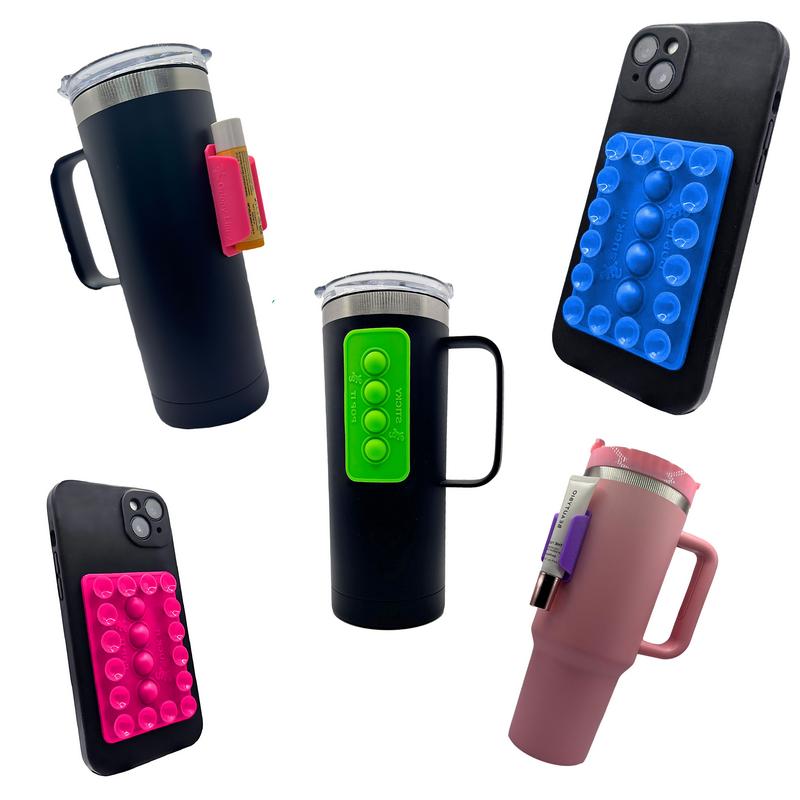 Suck it Pop it - Silicone Suction Phone Mount with integrated bubble pop it fidget toy - Phone accessory for influencers and fidgeters