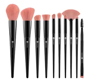 KINGMAS 10Pcs Makeup Brushes, Premium Makeup Brush Set Synthetic Powder Foundation Contour Blush Concealer Kabuki Brush Eye Shadow Blending Liner Make Up Brush Kit