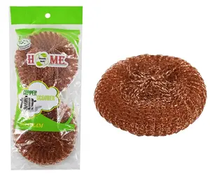 Copper Color 2-Piece Stainless Steel Kitchen Scourer Set, Includes Sponges & Scouring Pads