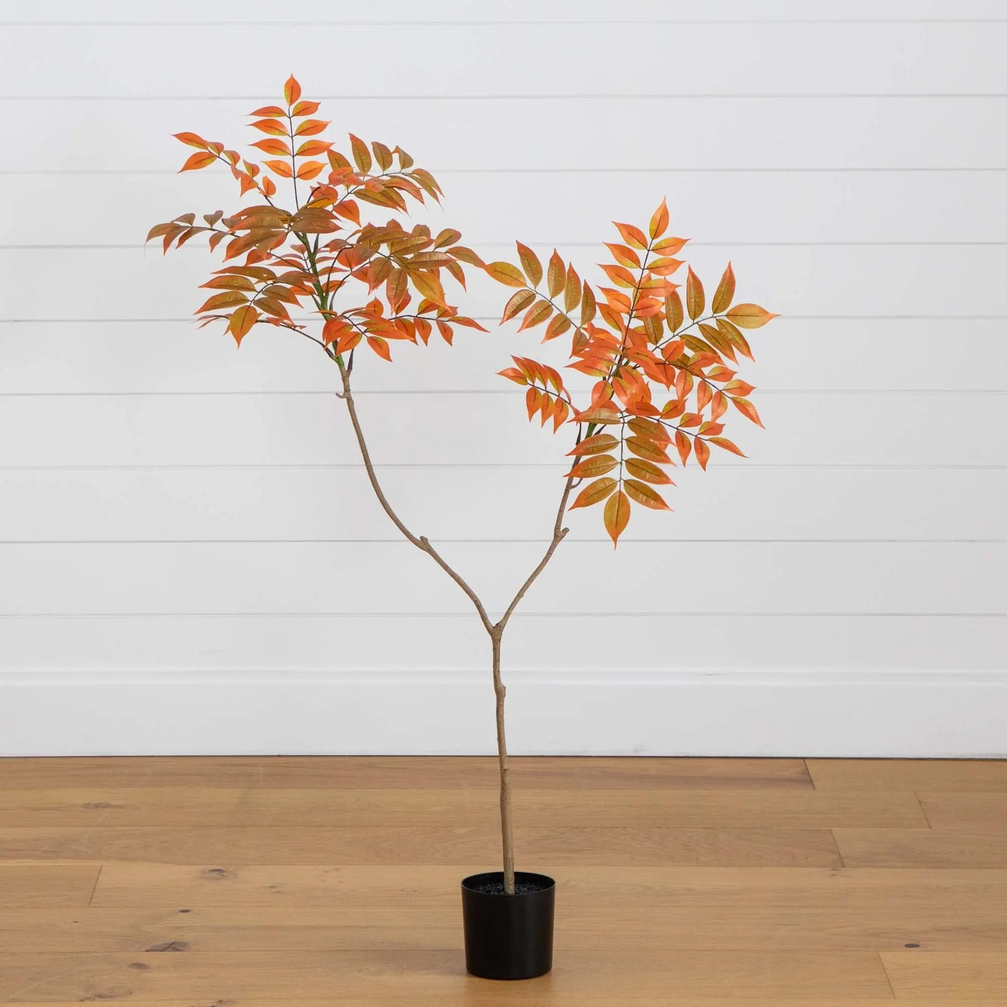 4ft Minimalist Adjustable Artificial Sumac Fall Tree with Bendable Branches, Fall Colors Plant Decor, Indoor Display for Thanksgiving, Halloween Home Room Decor