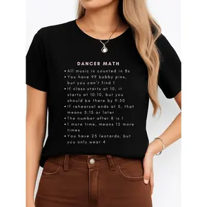 Dancer Math T-Shirt Black Dance Practice Personalized Unisex Women's Top Summer Comfortable Breathable Short Sleeve Tee Suitable For All Outfits Made In Usa