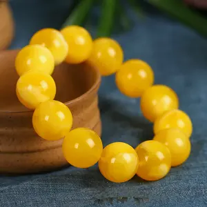 [Baltic Amber Honey Wax] 10mm Baltic Amber Honey Wax Bracelet - Golden Amber Men's and Women's Models