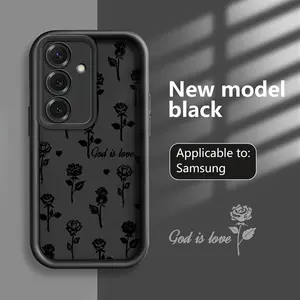 Elegant Rose:God Is Love Pattern Phone case for Samsung Galaxy S25 S24 S23 S22 A71 A56 A55 A54 A53 A52 A36 A35 A34 A33 A17 A16 A15 A14 A13 Note20 cases, Soft TPU, Bumper Drop Protection, Rugged Durable Back Cover, Faithfully, Perfect Gift for Girls.JL50-2