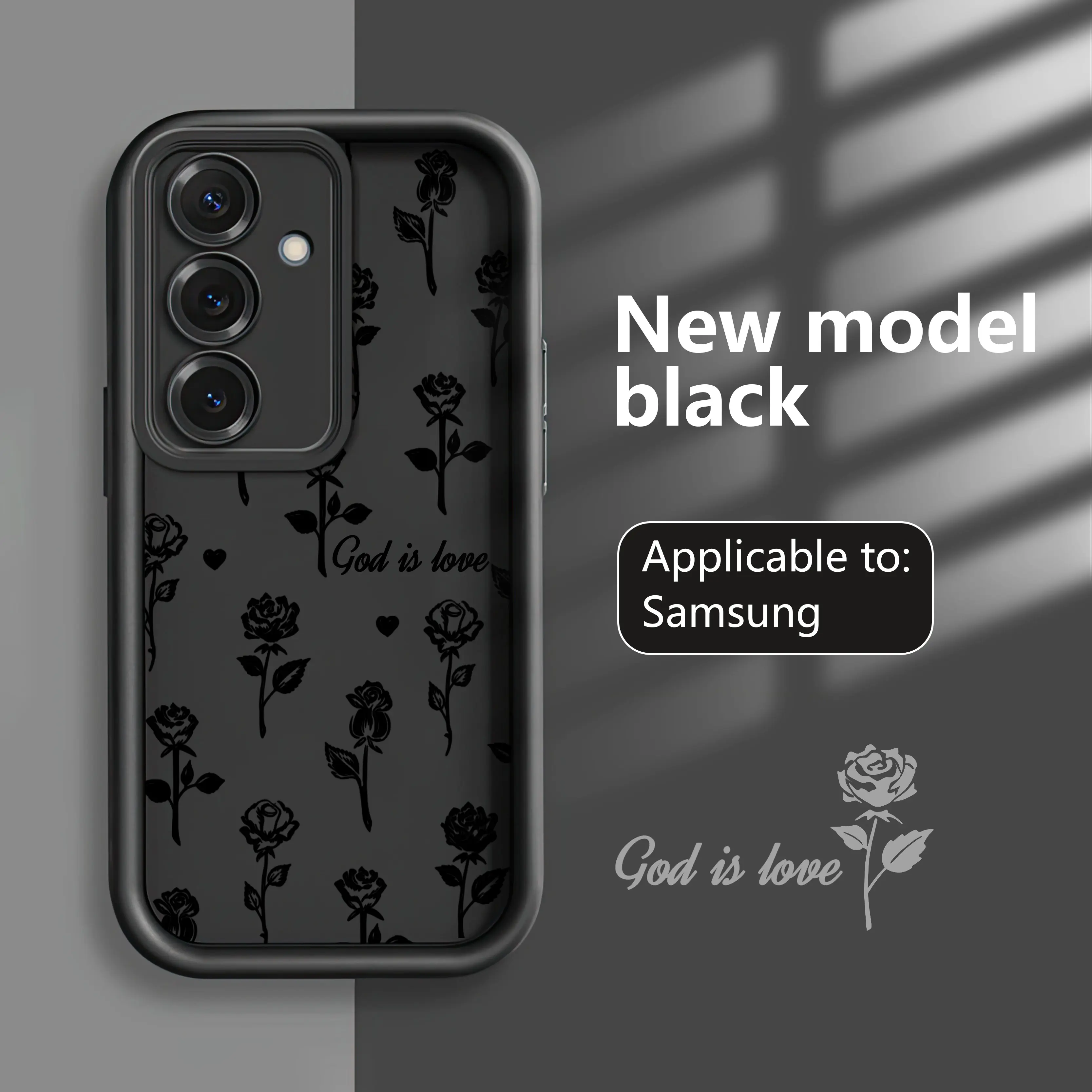 Elegant Rose:God Is Love Pattern Phone case for Galaxy S25 S24 S23 S22 A71 A56 A55 A54 A53 A52 A36 A35 A34 A33 A17 A16 A15 A14 A13 Note20 cases, Soft TPU, Bumper Drop Protection, Rugged Durable Back Cover, Faithfully, Perfect Gift for Girls.JL50-2