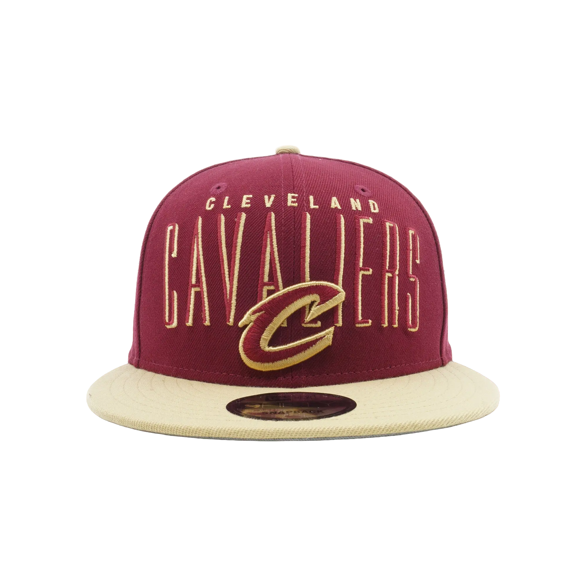 9FIFTY Cleveland Cavaliers Headline Snapback Hat "Maroon / Beige - Brim / Gray - Under Brim" NE915