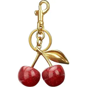  Glitter Cherry Keychain Cute Fruit Purse Charm for Handbags Backpacks–Cute Keyring Accessories for Women, Fashionable Handbag Charms for Car Keys