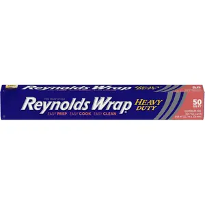 Reynolds Wrap Heavy Duty Aluminum Foil Roll, Thick Heavy Duty Foil for Added Strength and Durability, Secure Easy Open and Close Tab, 12 Inches Wide, 50 Sq. Ft.