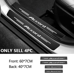 4pcs Car Door Sill Threshold Stickers, Car Interior Decal, Honda Accord Logo Carbon Fiber Protector, Anti-Scratch Cover, Durable Automotive Accessories