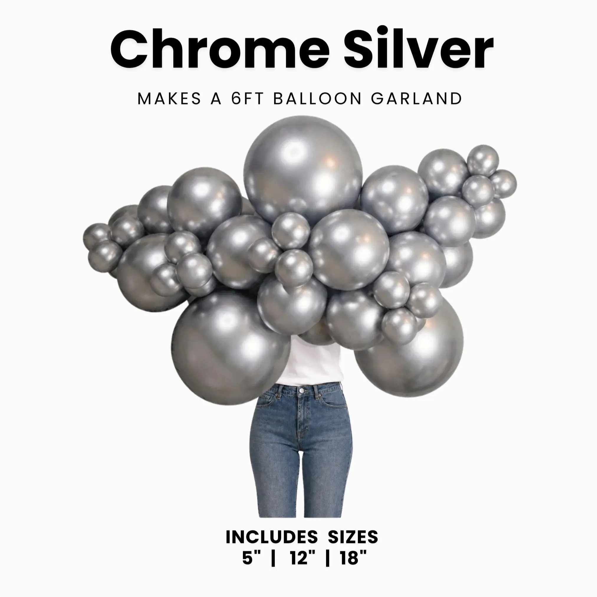 Chrome Silver Balloon Pack with Optional Add-Ons