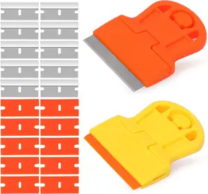 2 Pack Razor Blade Scraper Tool with Plastic & Metal Blades Adhesive Sticker Remover