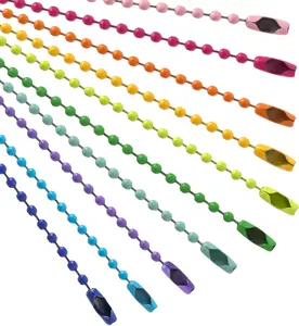 Ball Chain Keychain 100pcs  120 mm Ball Chain Connectors 2.4 mm Diameter Dog Tag Chains Keychains Jewelry Making Supplies(10 Colors)
