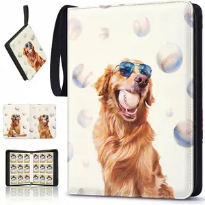 990 Pockets Baseball Card Binder - Trading Card Binder Albums with 55 Removable Pages & Wristband, Sports Card Collection Binder for Trading Cards, TCG, MTG, Dog & Baseball Themed Gifts for Boys Girls