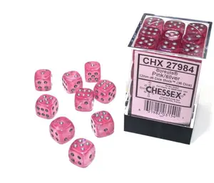 Borealis Luminary (Pink/Silver) Chessex Brand 12mm D6 Dice Set 36ct.